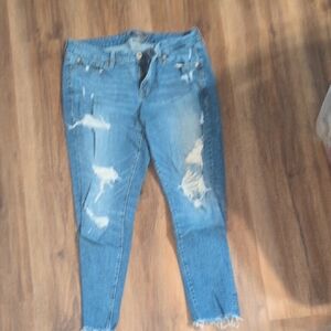 Torrid Distressed Light Blue Ankle Jeans